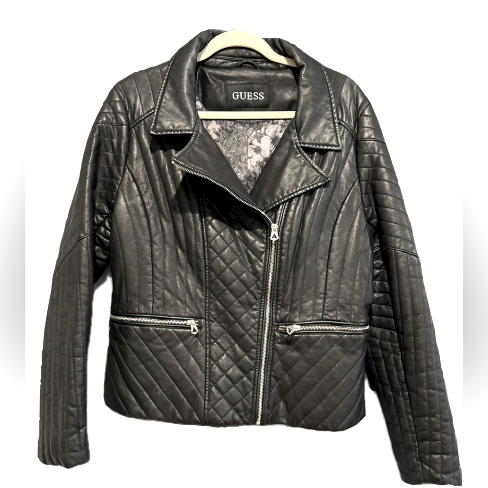 GUESS faux leather jacket XL Like NEW
